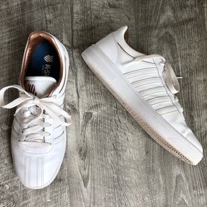 K-Swiss Women’s White Leather Court Sneaker, size 8.5